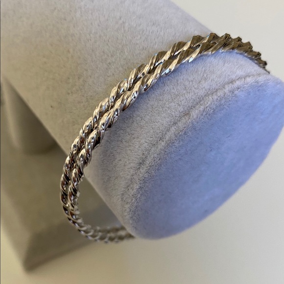 925 Silver handmade 2 twisted bangles - Picture 2 of 6